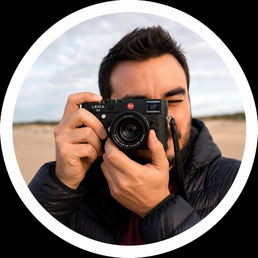 Javier Siriani holding a Leica camera